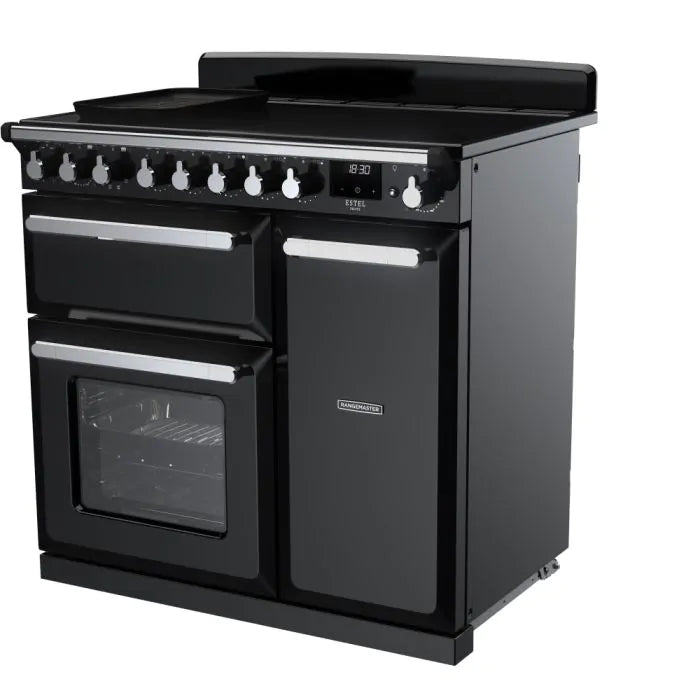 Rangemaster Estel Deluxe 90cm Induction Range Cooker | Black/Chrome | ESDL90EIPGBL/CM1