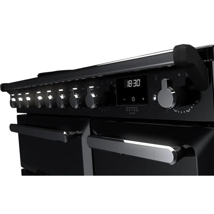 Rangemaster Estel Deluxe 90cm Induction Range Cooker | Black/Chrome | ESDL90EIPGBL/CM1