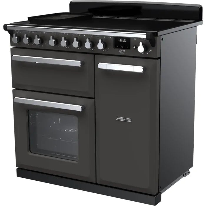 Rangemaster Estel Deluxe 90cm Induction Range Cooker | Slate/Chrome | ESDL90EIPSLT/CM1