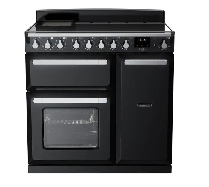 Rangemaster Estel Deluxe 90cm Induction Range Cooker | Black/Chrome | ESDL90EIPGBL/CM1
