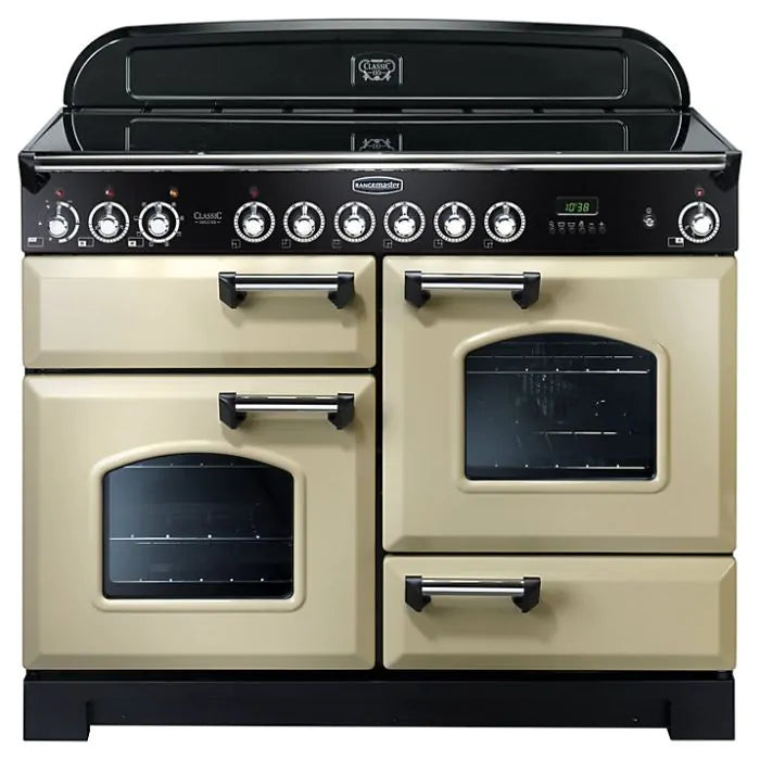 Rangemaster Classic Deluxe 110cm Electric Ceramic Range Cooker | Cream/Chrome | CDL110ECCR/C