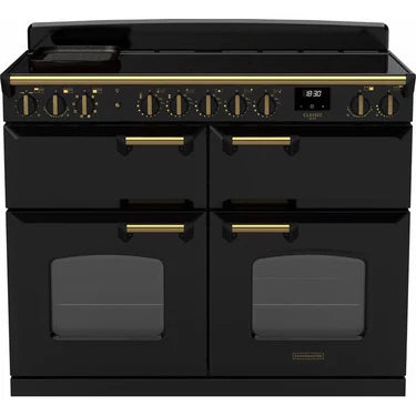 Rangemaster Classic Deluxe BC 110cm Induction Range Cooker | Black/Antique Brass | CLDLB110EIPGBL/AB1