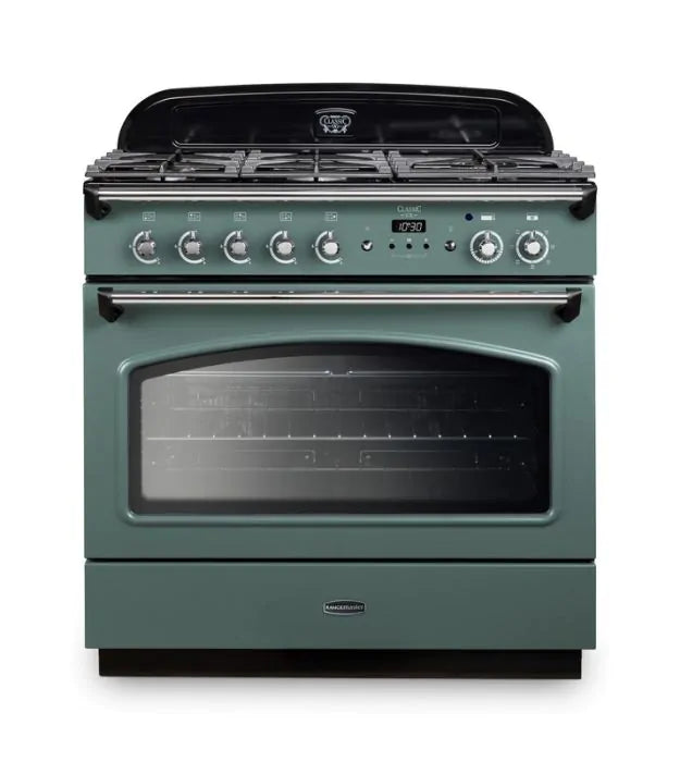 Rangemaster Classic FX 90cm Dual Fuel Range Cooker | Mineral Green/Chrome | CLAS90FXDFFMG/C