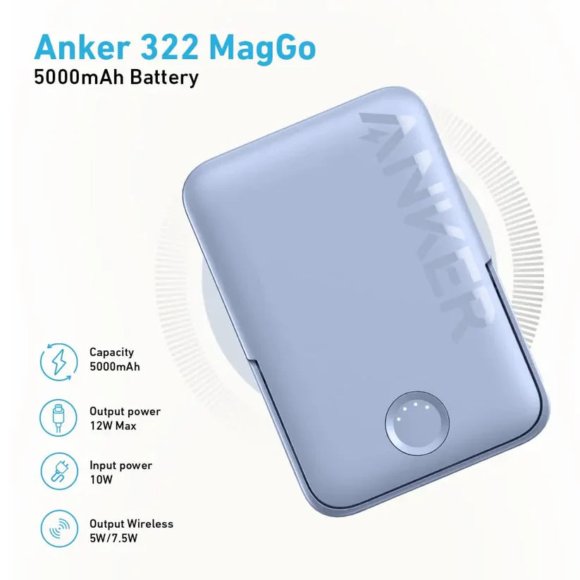 Anker Power Bank 322 MagGo 5000 mAh MagSafe Battery Portable Charger | A1618