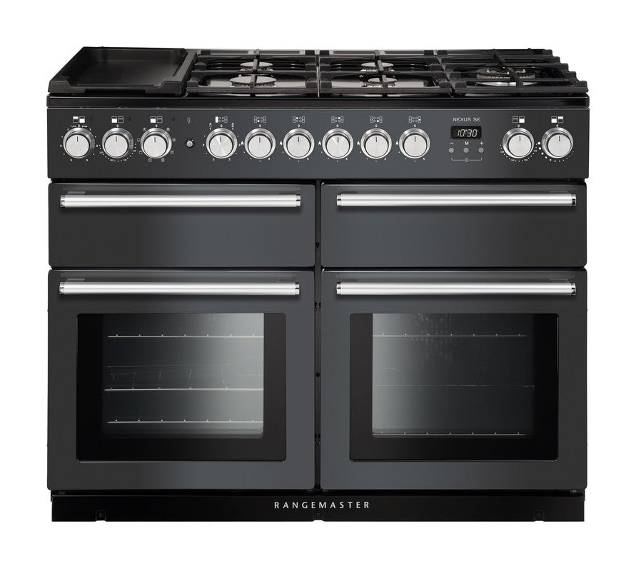 Rangemaster Nexus SE 110 Dual Fuel Slate with Chrome trim | NEXSE110DFFSL/C