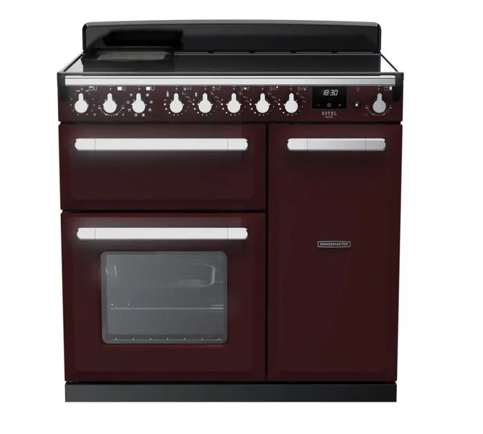 Rangemaster Estel Deluxe 90cm Induction Range Cooker | Bordeaux/Chrome | ESDL90EIPBOR/CM1