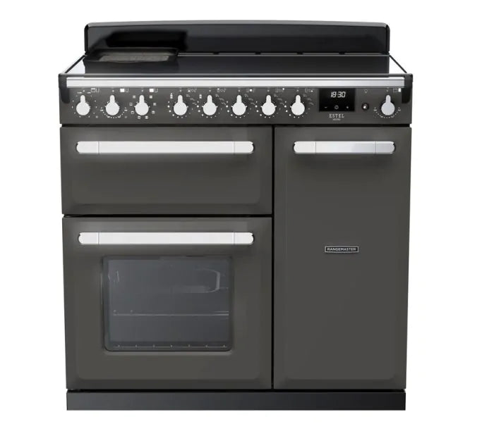 Rangemaster Estel Deluxe 90cm Induction Range Cooker | Slate/Chrome | ESDL90EIPSLT/CM1