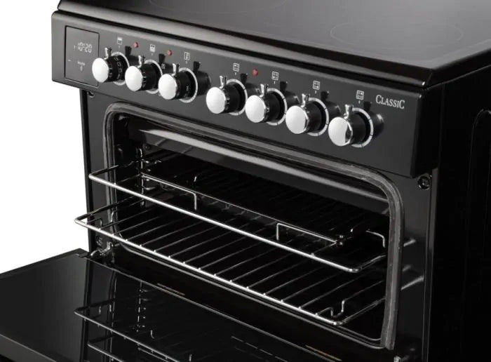 Rangemaster 128100 Classic 60cm Ceramic Cooker - BLACK/CHROME | CLA60ECBL/C