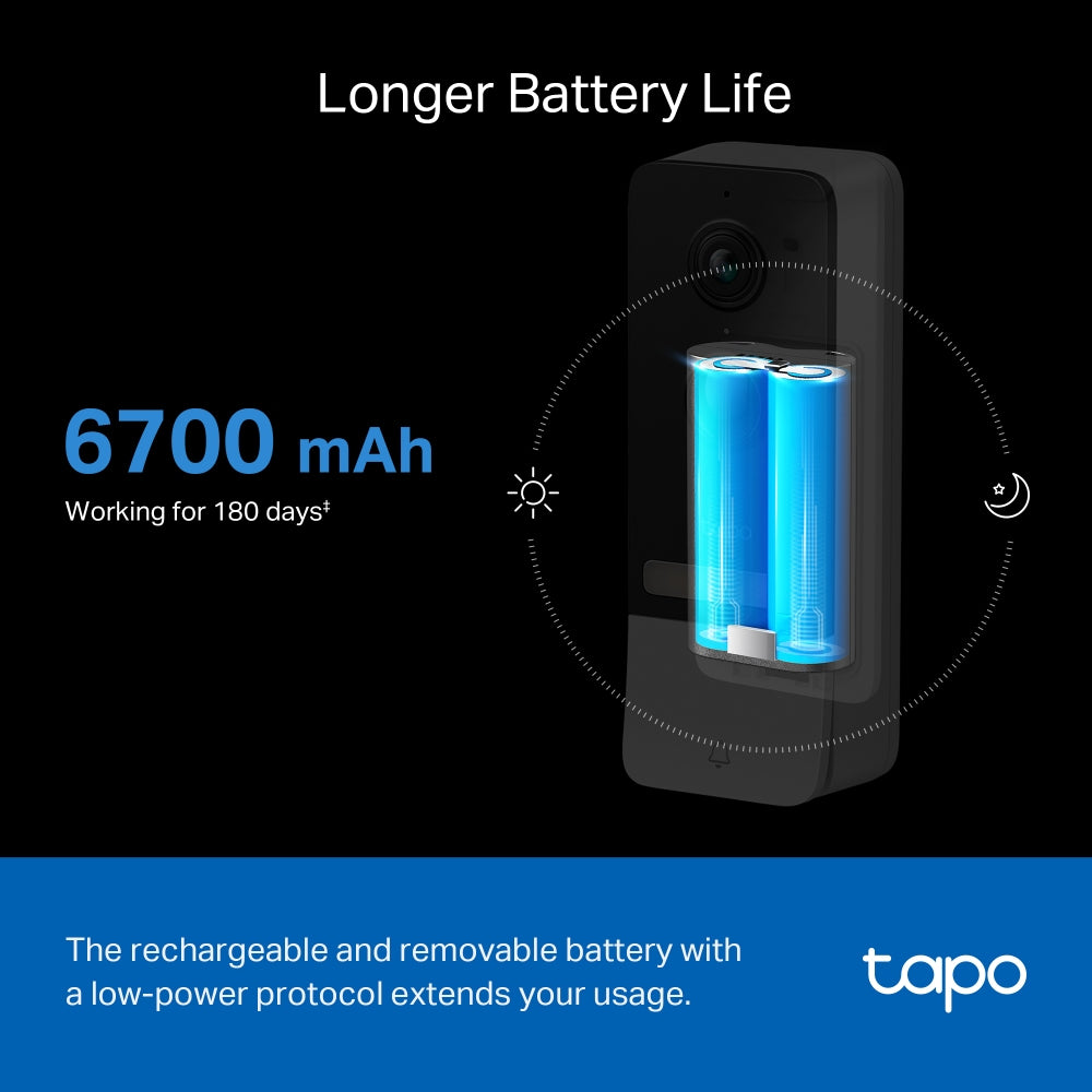 TP-Link Tapo D230S1 Battery-Powered 2K QHD Smart Video Doorbell with Chime