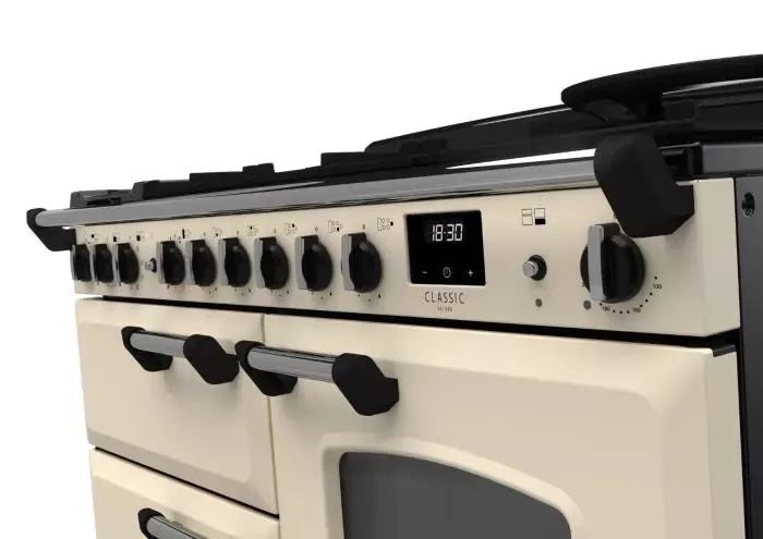 Rangemaster Classic Deluxe OC 110cm Dual Fuel Range Cooker | Pale Cream/Chrome | CLDLO110DFPPCR/CM1