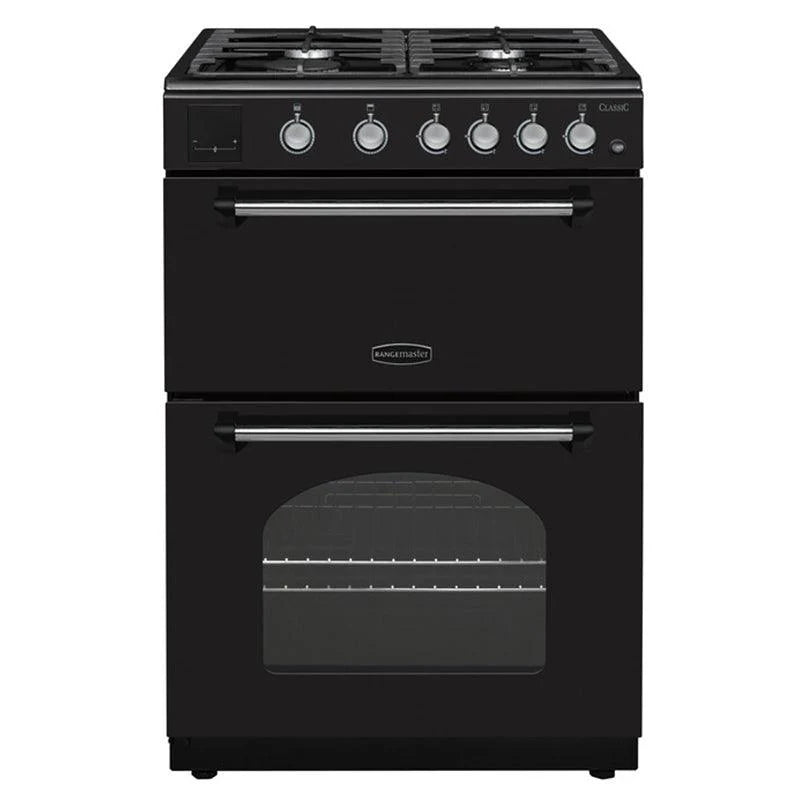 Rangemaster Classic 60cm All Gas Cooker - Black & Chrome | CLA60NGFBL/C