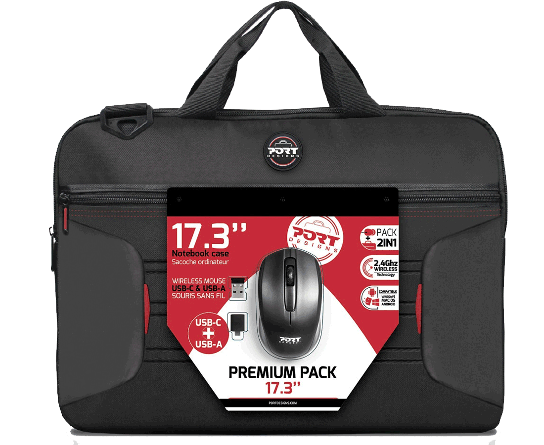 Port Designs Premium Bundle | 15.6" Laptop Carry Case & Wireless Mouse