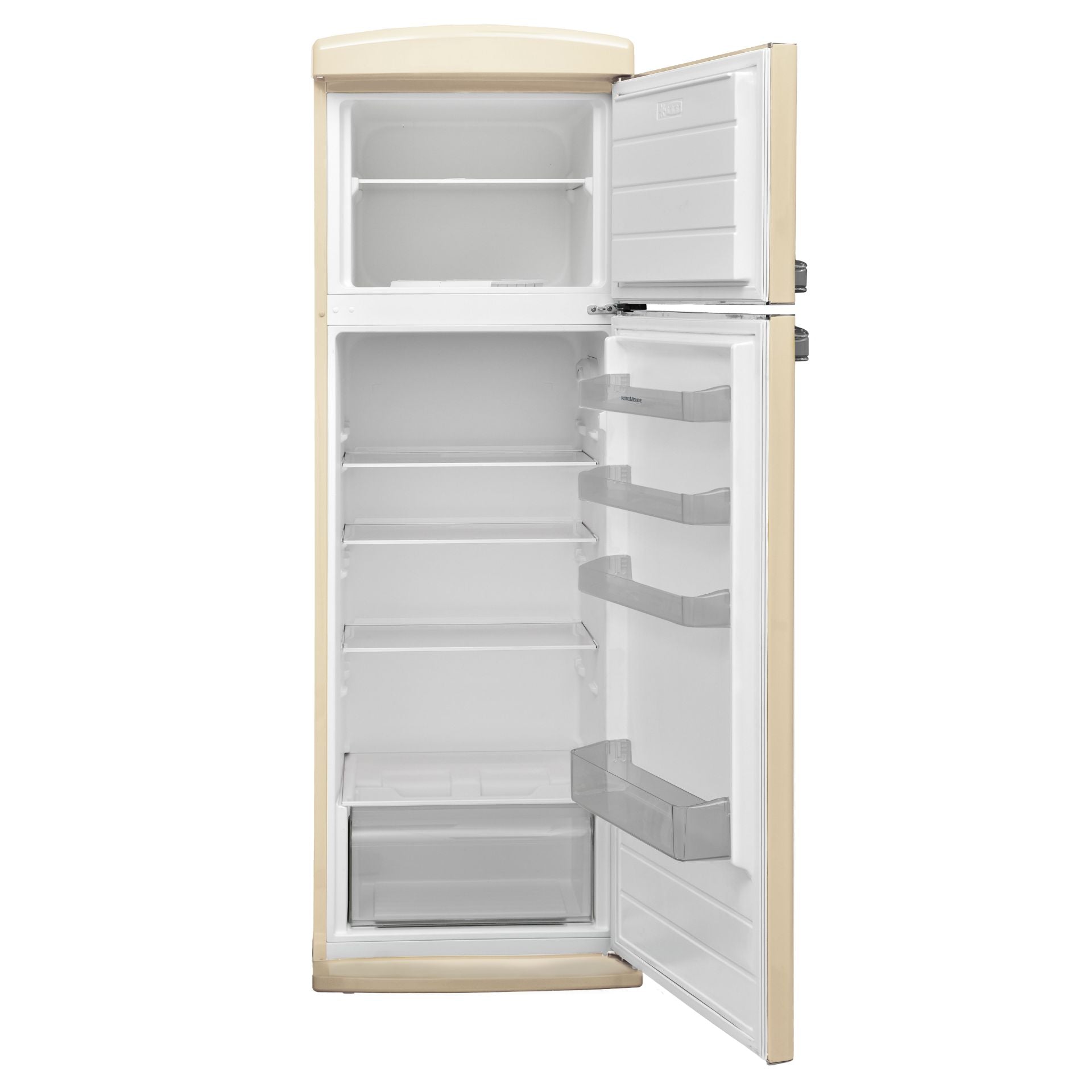 NordMende Retro Freestanding Fridge Freezer Gloss Cream | RET351C