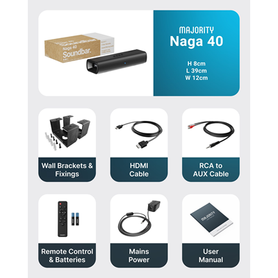 Majority Naga 40 2.1 | Bluetooth Soundbar | 70W