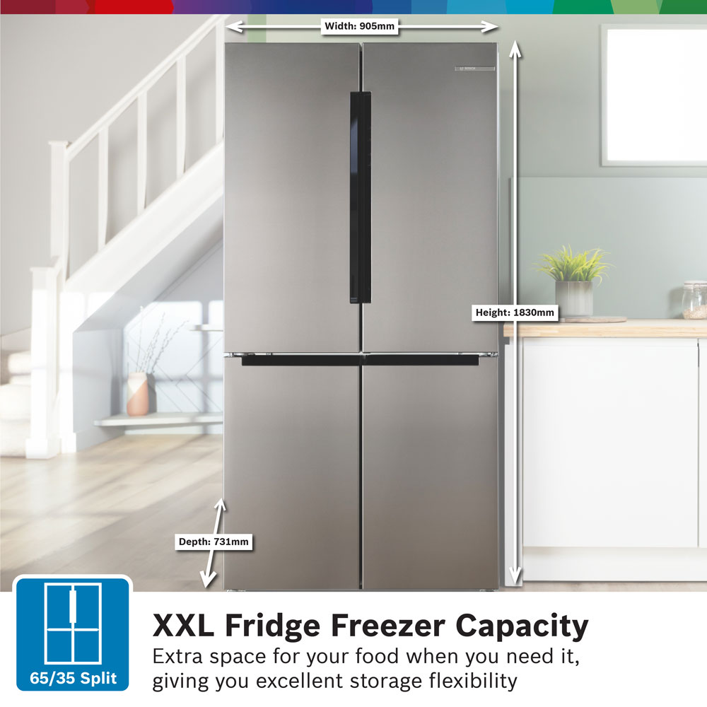 Bosch Series 4 Stainless Steel Multi-Door Fridge Freezer | KFN96VPEAG