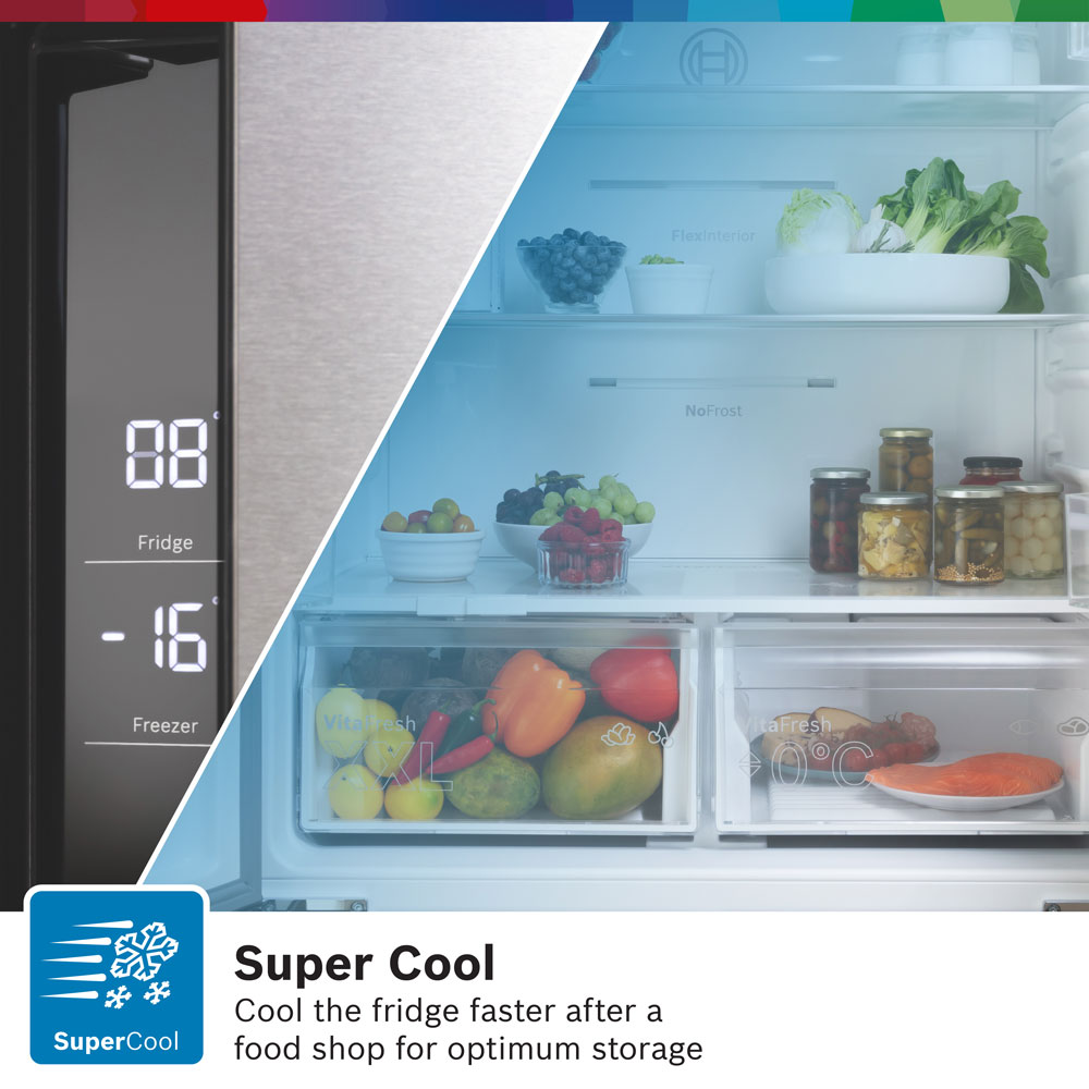 Bosch Series 4 Stainless Steel Multi-Door Fridge Freezer | KFN96VPEAG