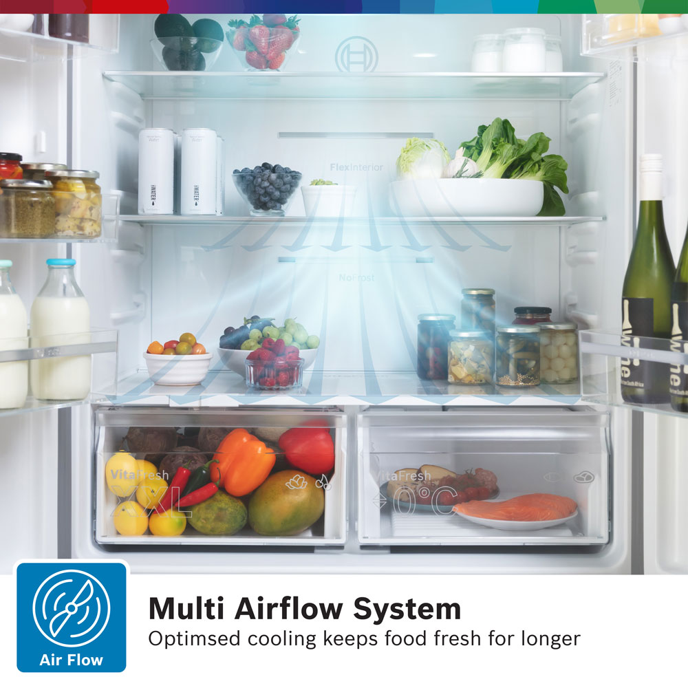 Bosch Series 4 Stainless Steel Multi-Door Fridge Freezer | KFN96VPEAG