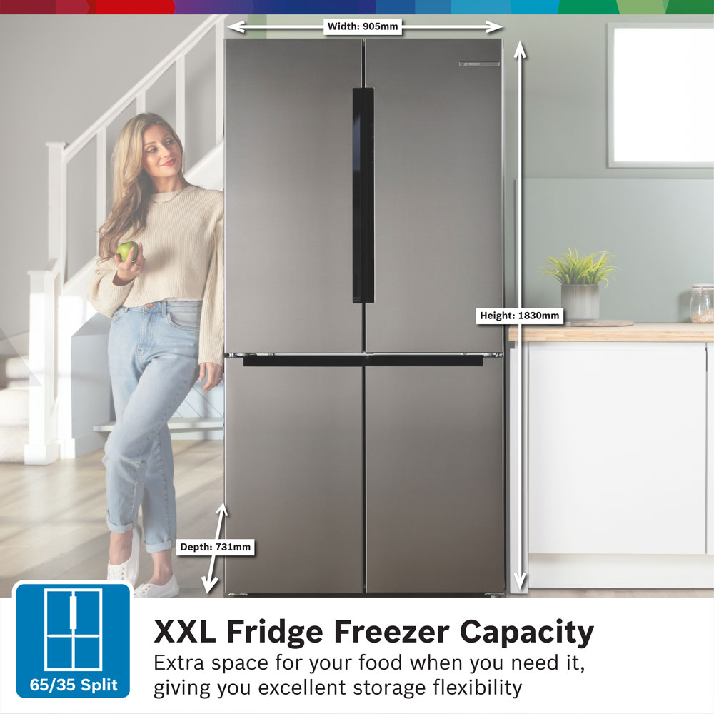 Bosch Series 4 Stainless Steel Multi-Door Fridge Freezer | KFN96VPEAG
