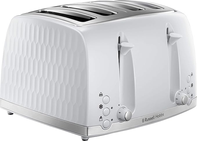 Russell Hobbs Honeycomb 4-Slice Toaster | White | 26070