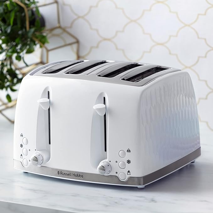 Russell Hobbs Honeycomb 4-Slice Toaster | White | 26070