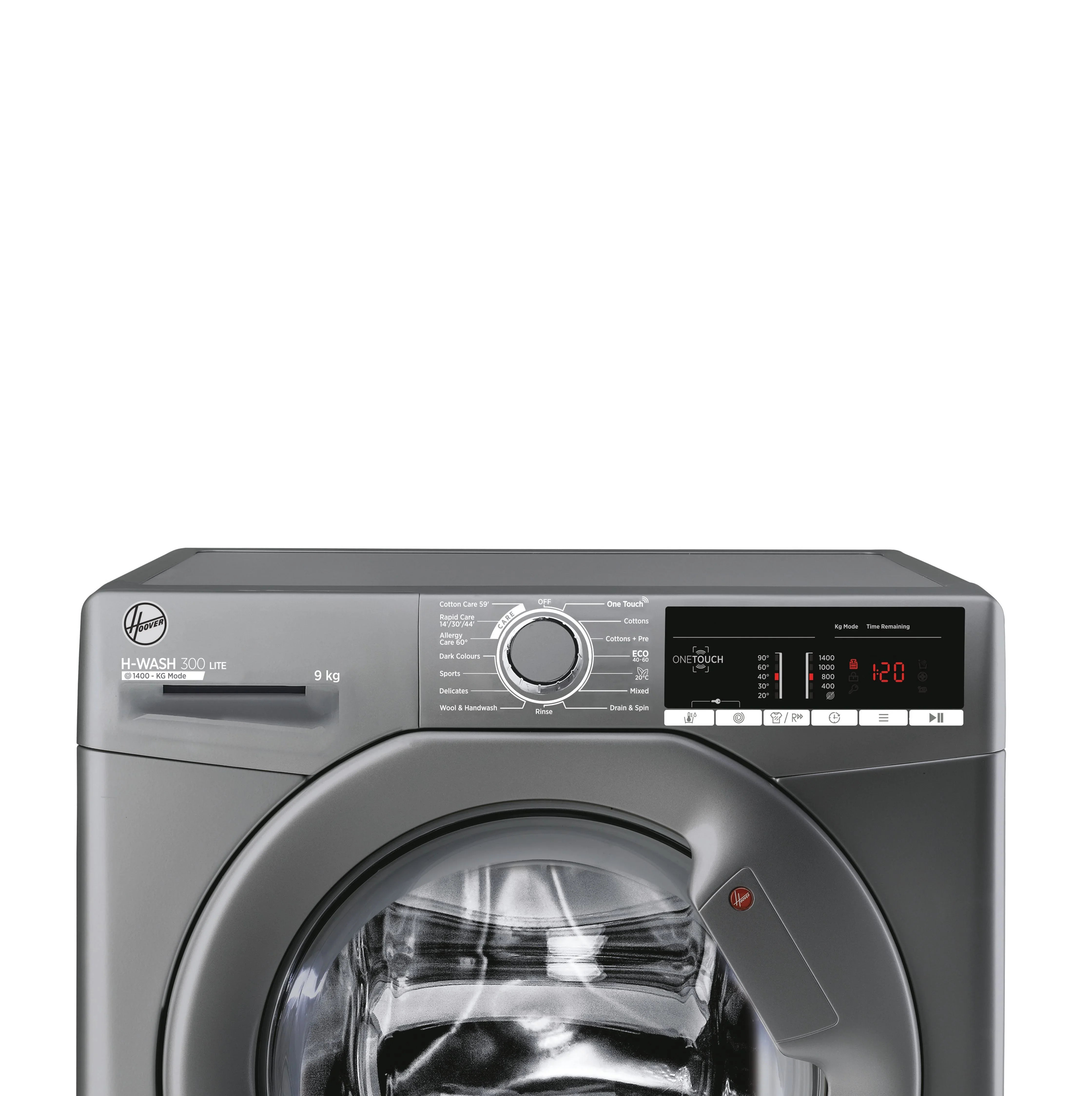 Hoover Washing Machine LITE 300 9kg 1400rpm Graphite | H3W 49TAGG4/1-80