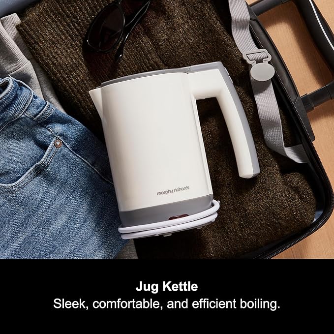 Morphy Richards Compact Travel Jug Kettle 0.5L | White & Grey | 107001