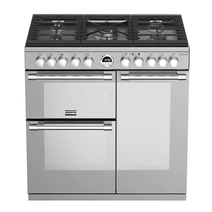 *BOX DAMAGED* Stoves Sterling 90cm Dual Fuel Range Cooker – Stainless Steel