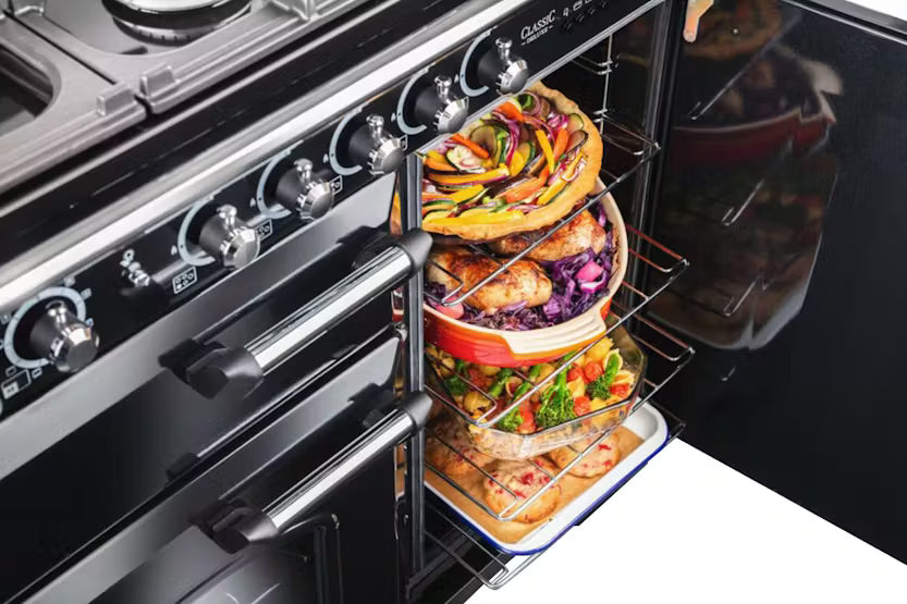 Rangemaster Classic Deluxe 110cm Dual Fuel Range Cooker | CDL110DFFBL/B | Black