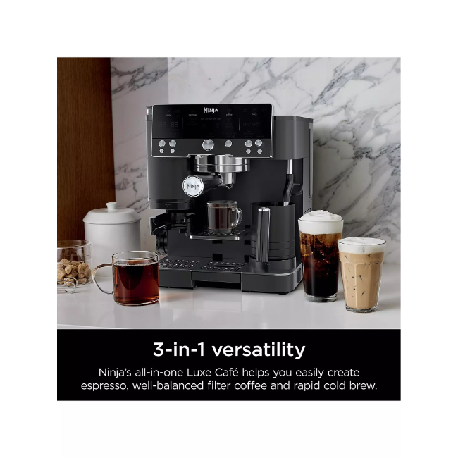 Ninja Luxe Café Premier Series 3-in-1 Espresso Machine – Midnight Black | ES601UKBK