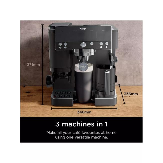 Ninja Luxe Café Premier Series 3-in-1 Espresso Machine – Midnight Black | ES601UKBK