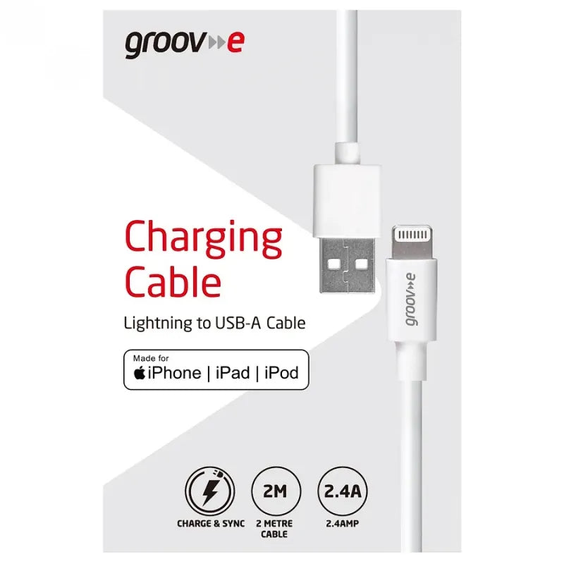 Groove Lightning to USB-A Charging Cable – 2 Meter | White | GVMA042WE