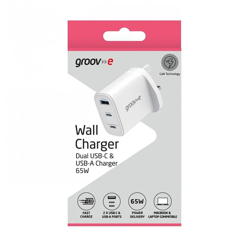 Groove 3-Port USB-C & USB-A Charger 65W | GVMA109WE