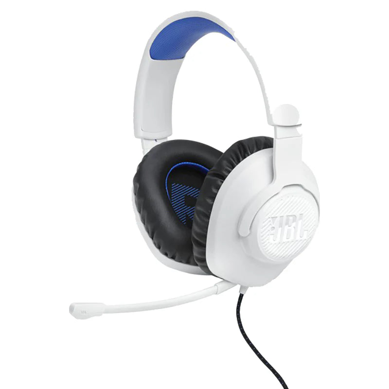 JBL Quantum 100P 40mm Driver Over-Ear Wired Gaming Headset - White & Blue | JBLQ100PWHTBLU
