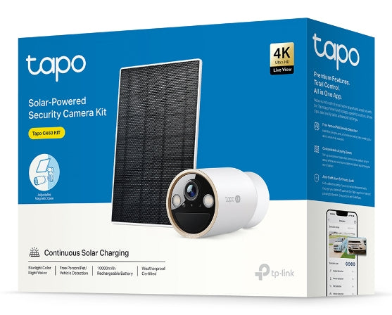TP-Link Tapo 4K Wire-Free Outdoor Security Camera with Solar Panel White | C460 KIT