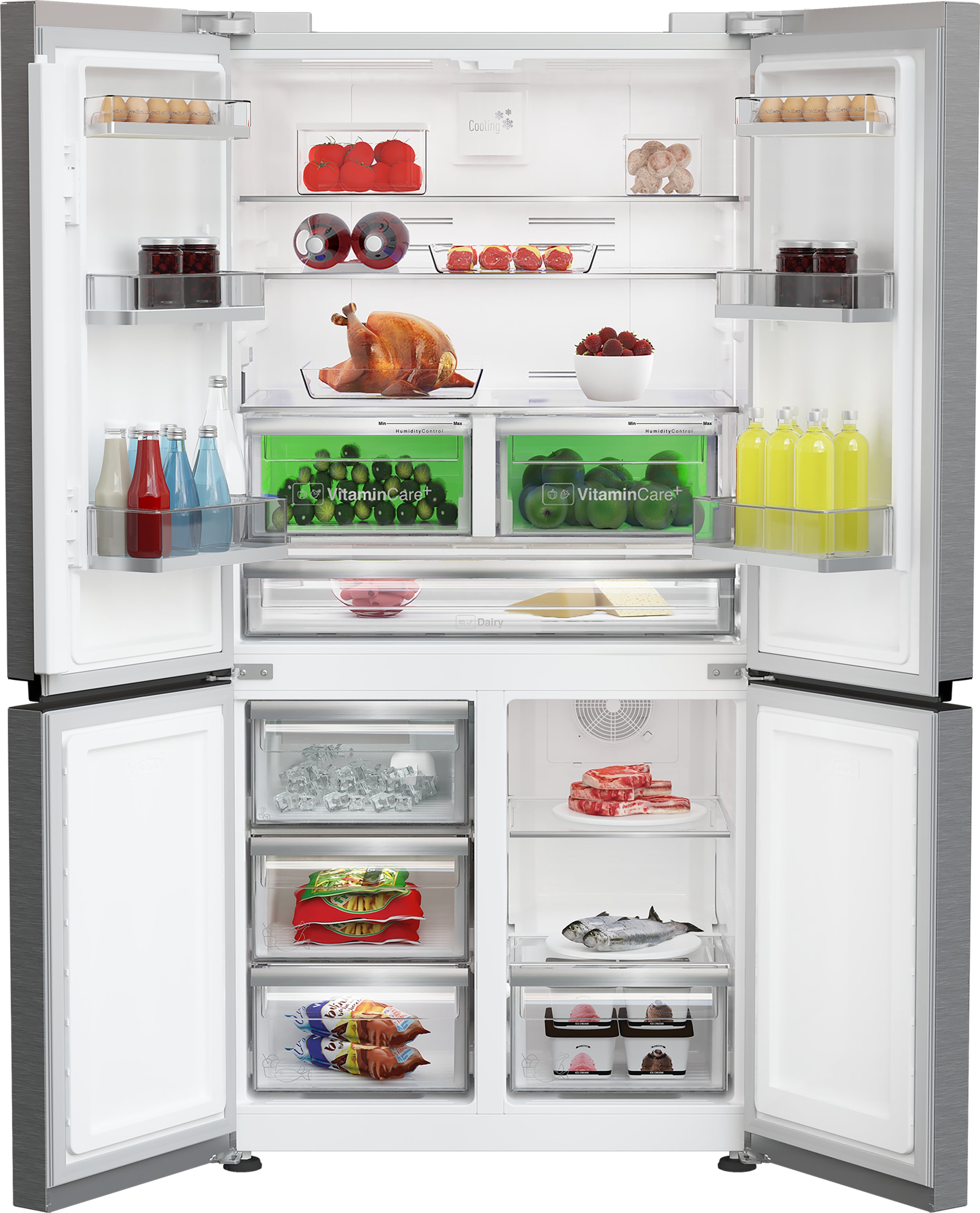 Blomberg American Fridge Freezer VitaminCare+ Brushed Steel | KQD114VPX