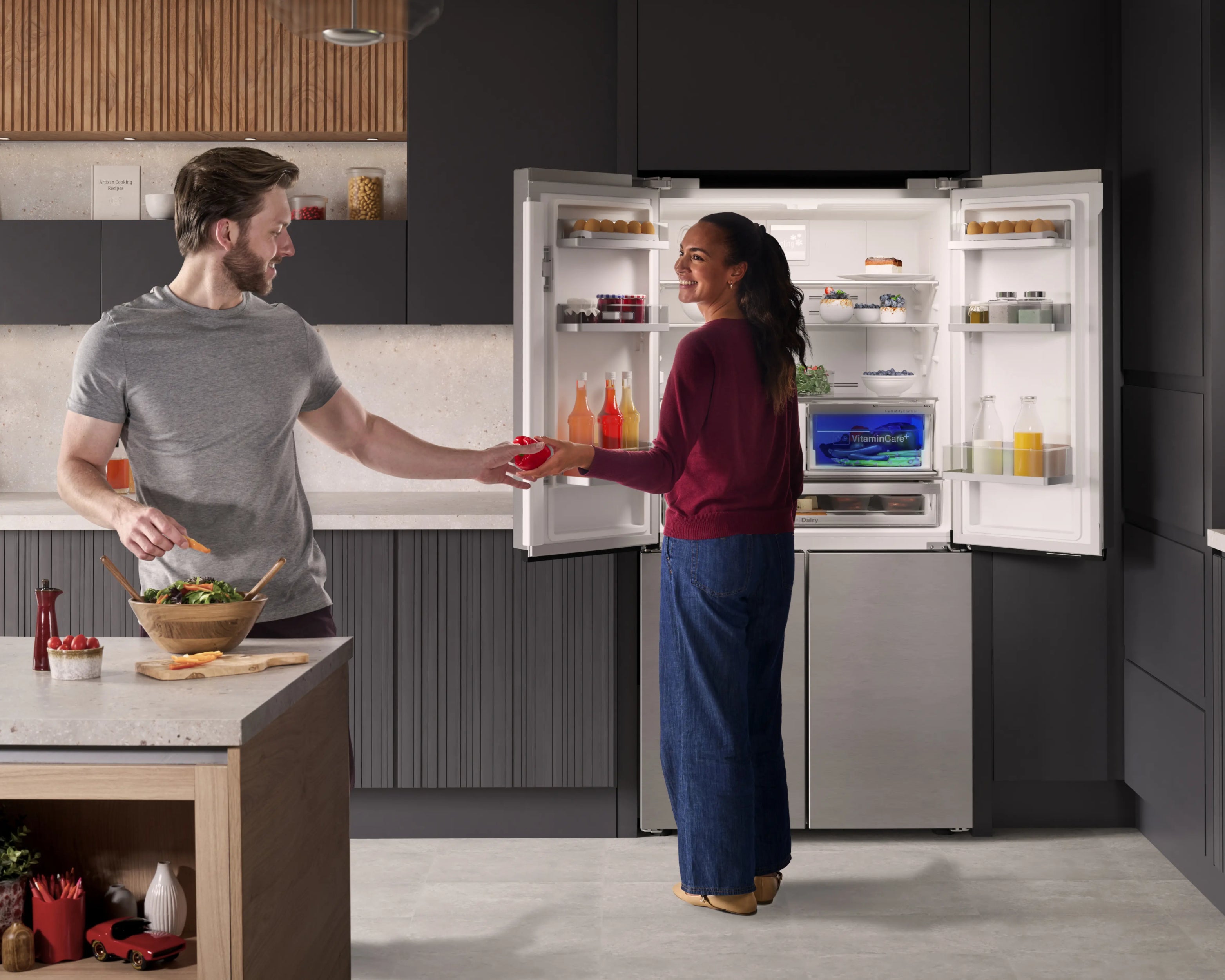 Blomberg American Fridge Freezer VitaminCare+ Brushed Steel | KQD114VPX