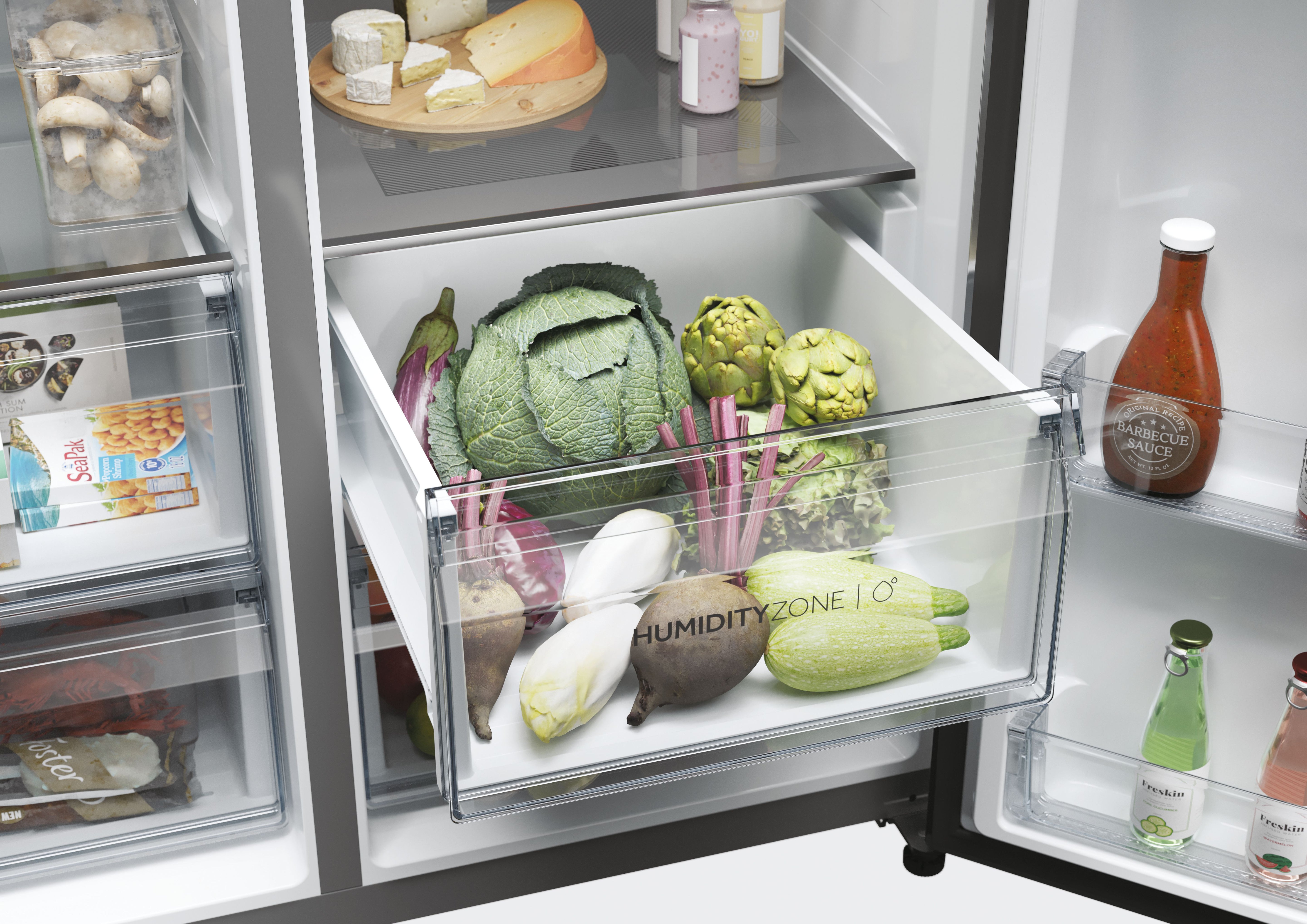 Haier Series 5 Platinum Inox American Fridge Freezer | HSW59F18DIMM