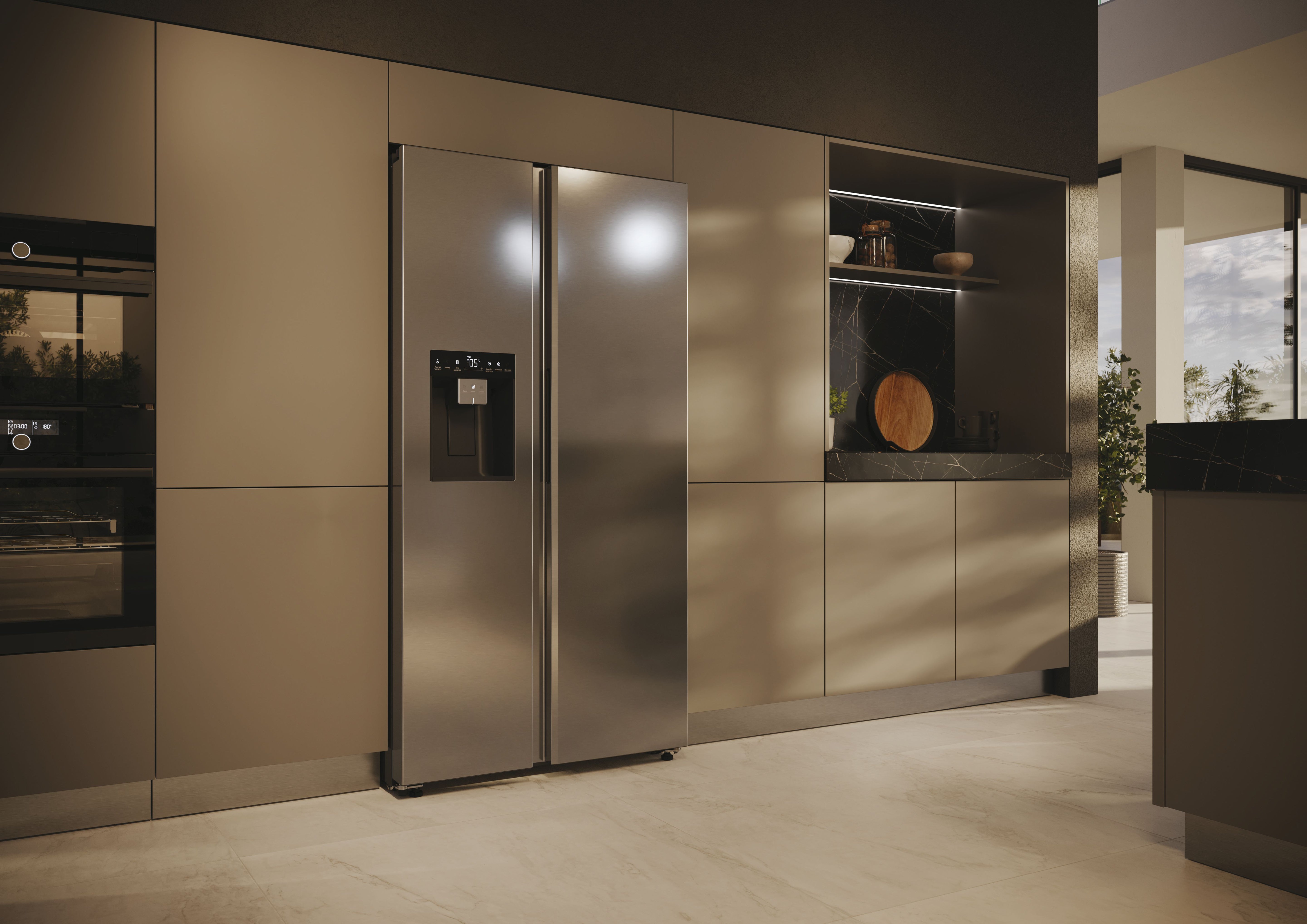 Haier Series 5 Platinum Inox American Fridge Freezer | HSW59F18DIMM