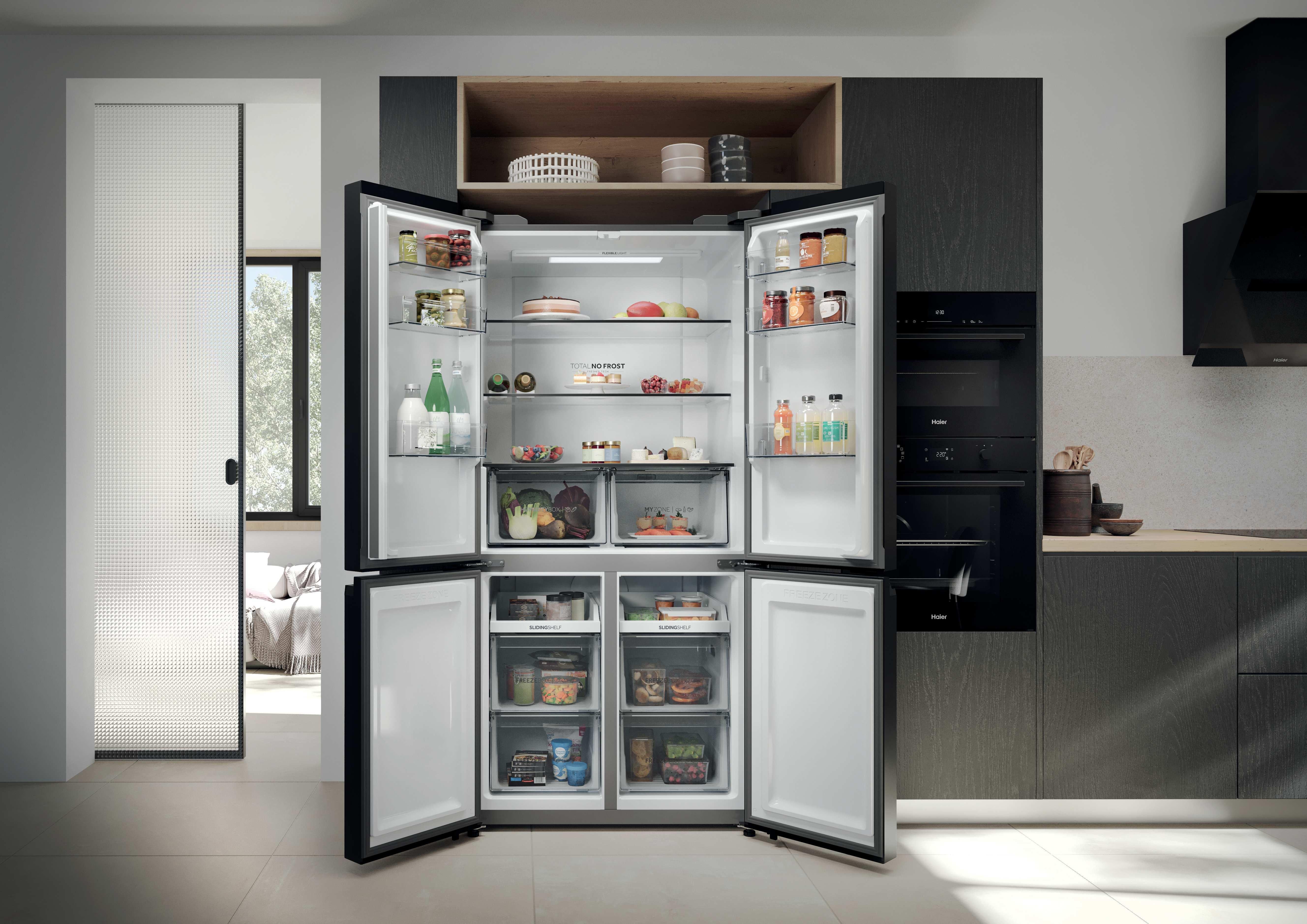 Haier Cube 90 Series 3 Slate Black American Fridge Freezer | HCR39F19ENPT
