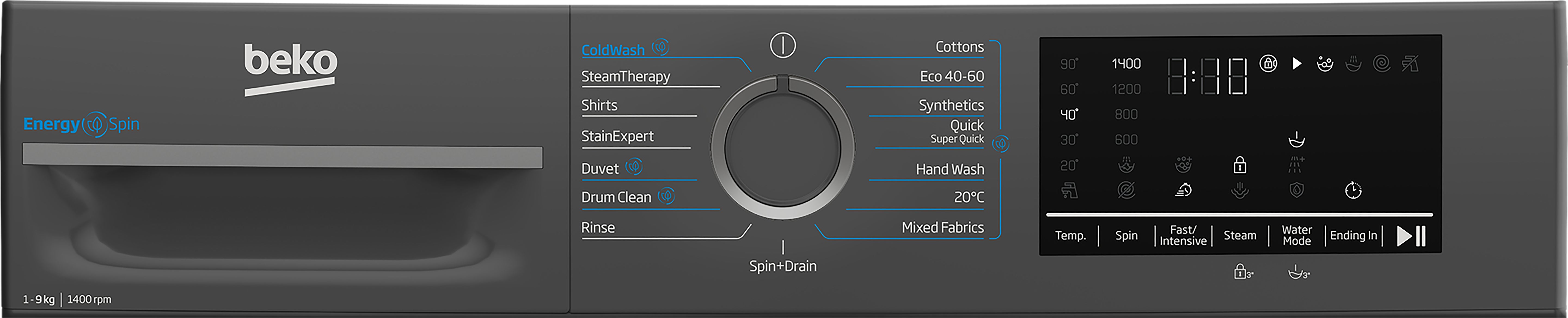 Beko B300 9kg 1400rpm Washing Machine Anthracite | BM3WT4941IA