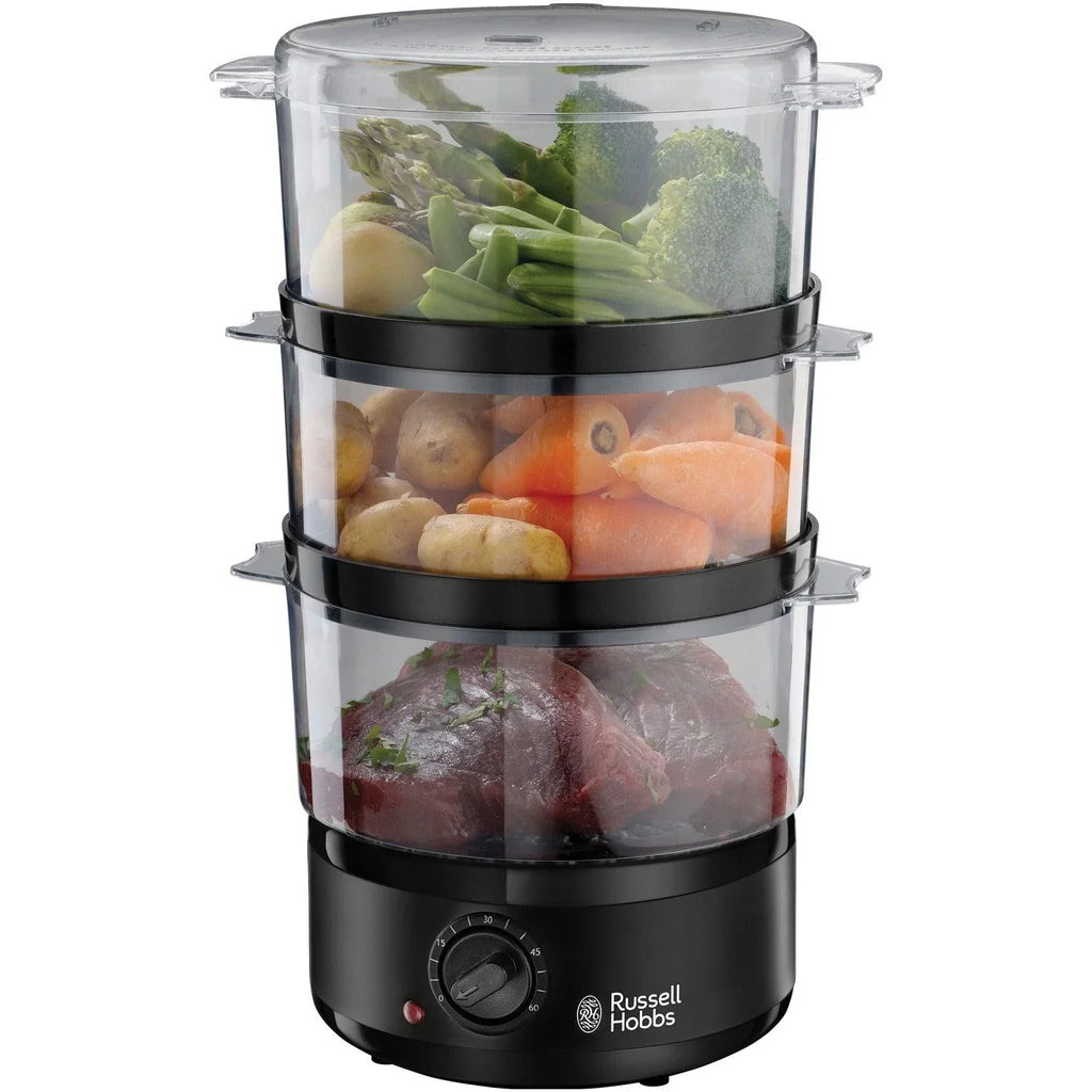 Rustle Food Russell Hobbs 3 Tier Food Steamer Matte Black | 26530