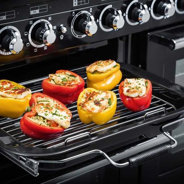 Rangemaster Encore Deluxe 110cm Dual Fuel Range Cooker | Ivory/Chrome | EDL110DFFIV/C