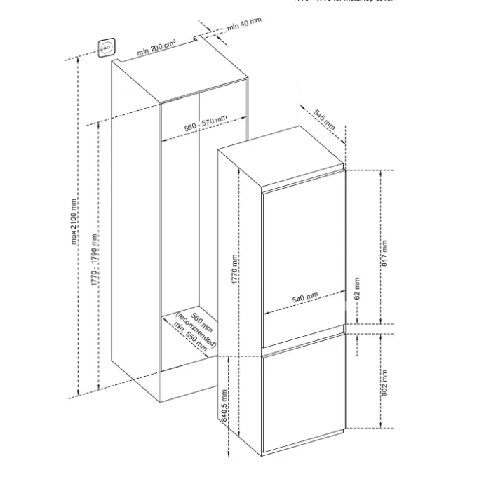 Belling 50/50 Integrated Frost Free Fridge Freezer | BIFF5151