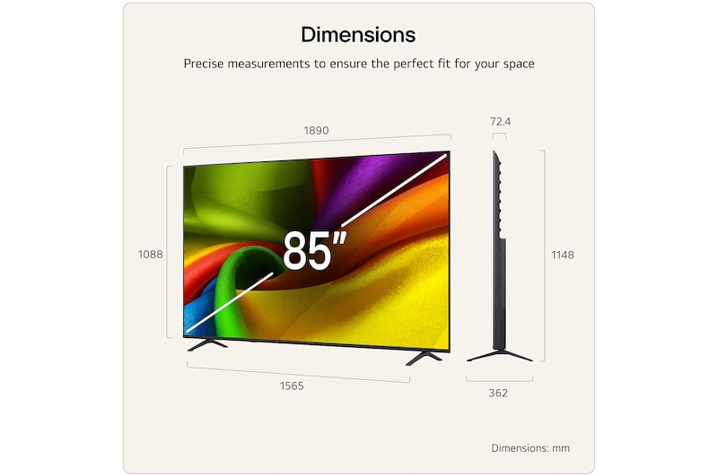 LG 85" NU85 Nano 4K UHD AI Smart TV Black | 85NU850B6LA