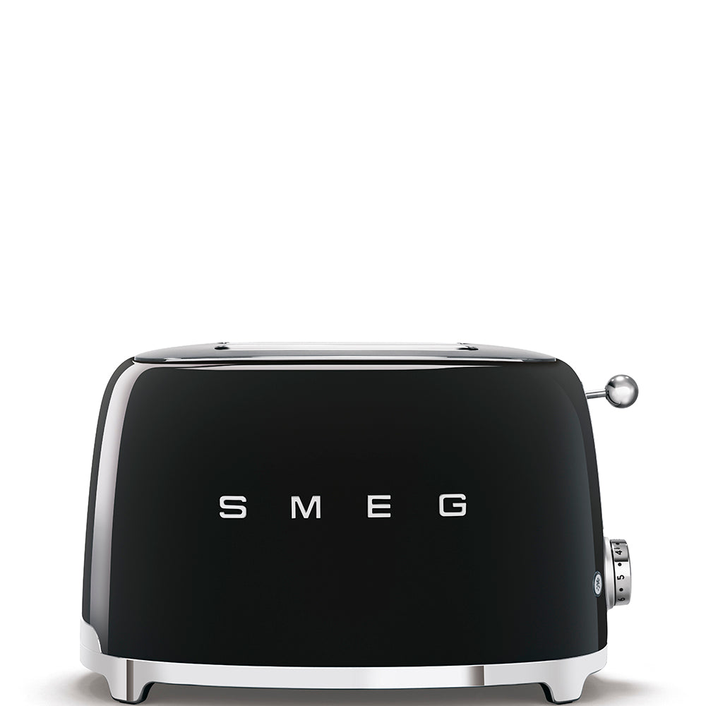 Smeg 50's Retro Style 2 Slice Toaster in black with chrome accents